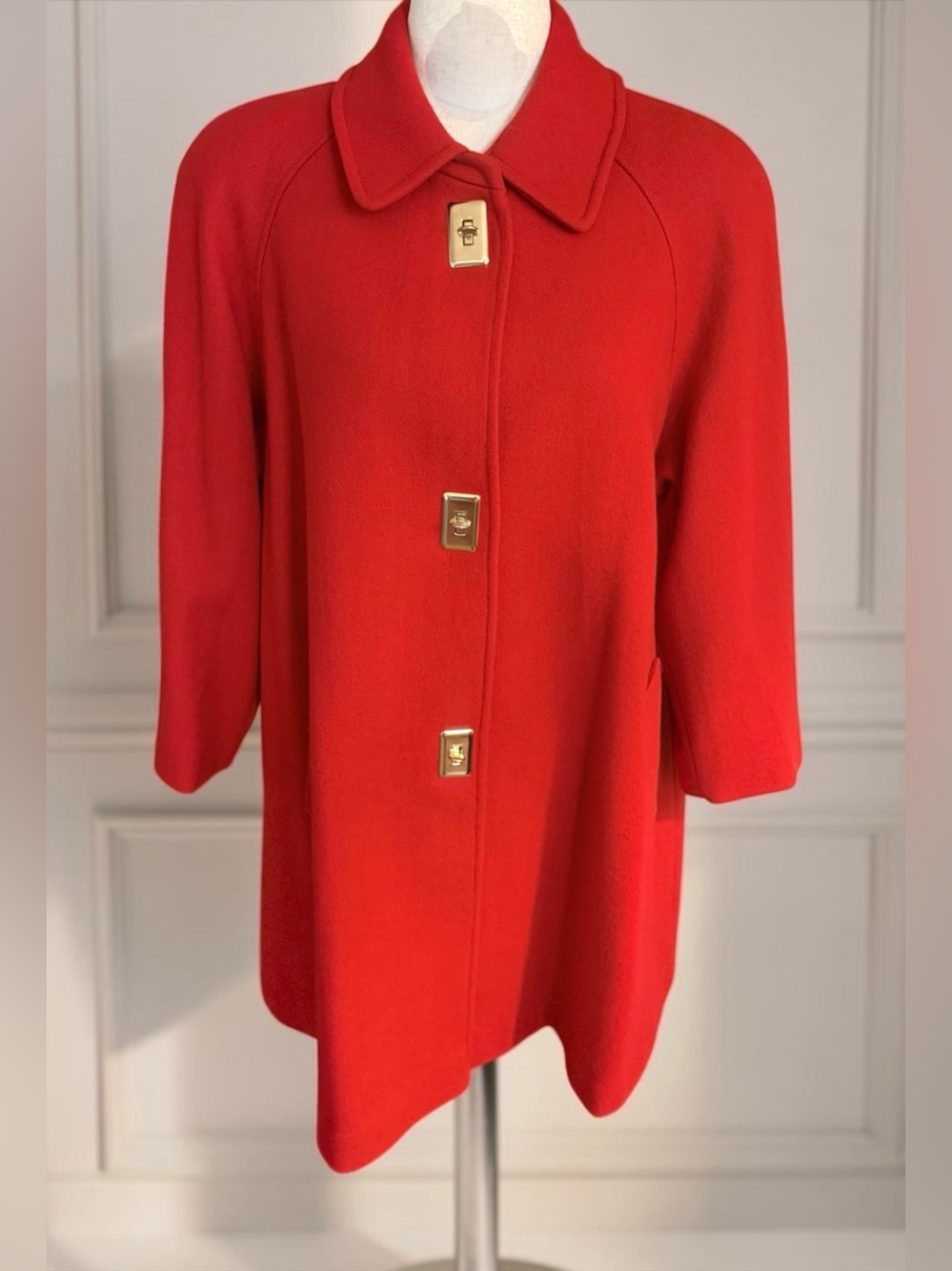 Vintage Herman Kay Red Wool Car Coat Women’s Union Made USA 80% Wool